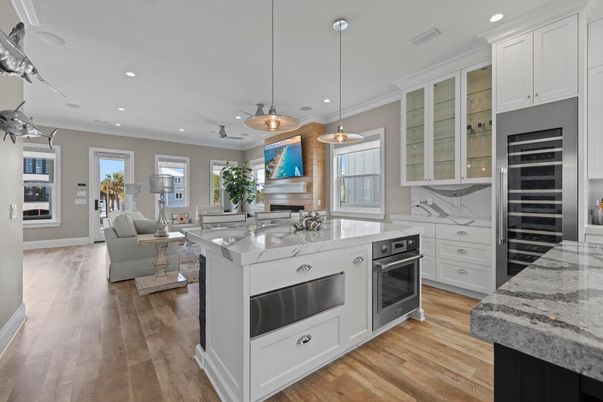 Interior, Kitchen, Living room, Pendant Lights, Recessed Lighting, Stainless Steel Appliances, Wood Texture Flooring
