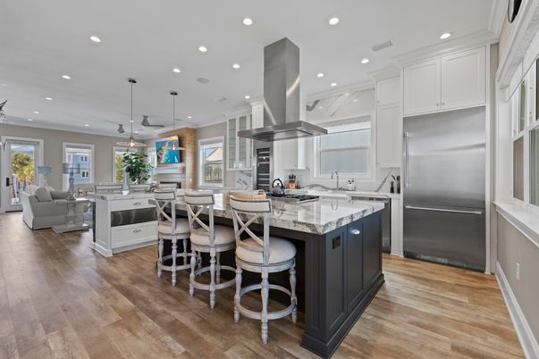 Interior, Kitchen, Living room, Pendant Lights, Recessed Lighting, Stainless Steel Appliances, Wood Texture Flooring