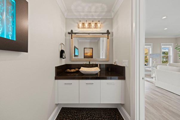 Bathroom, Interior, Recessed Lighting, Wood Texture Flooring