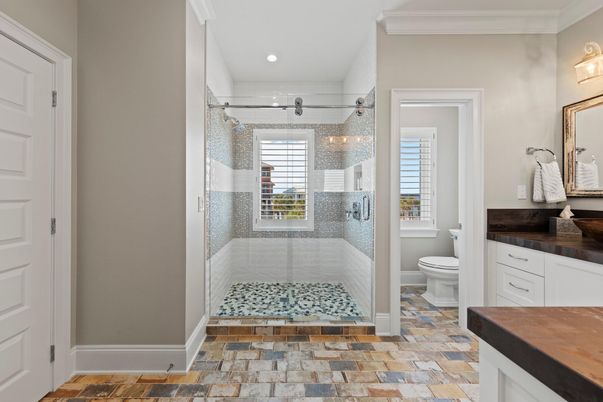 Bathroom, Glass Shower, Interior, Recessed Lighting