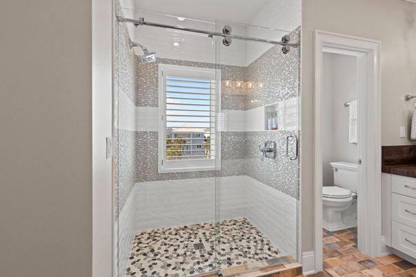 Bathroom, Chandelier, Glass Shower, Interior