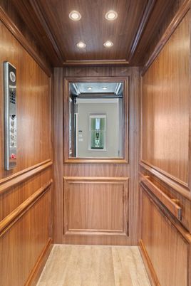 Elevator, Interior, Recessed Lighting, Wooden Ceilings, Wooden Walls