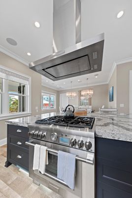 Chandelier, Interior, Kitchen, Pendant Lights, Recessed Lighting, Stainless Steel Appliances