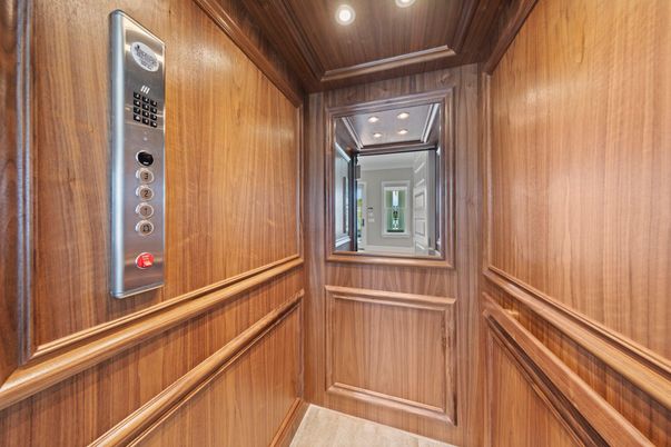 Elevator, Interior, Recessed Lighting, Wooden Ceilings, Wooden Walls