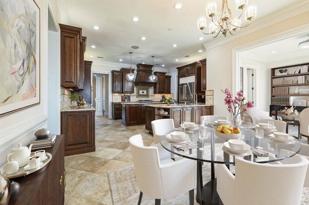 Chandelier, Dining room, Interior, Kitchen, Pendant Lights, Recessed Lighting, Stainless Steel Appliances