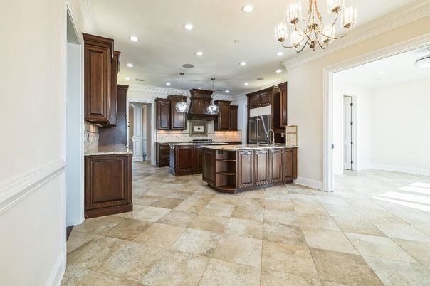 Chandelier, Interior, Kitchen, Pendant Lights, Recessed Lighting, Stainless Steel Appliances