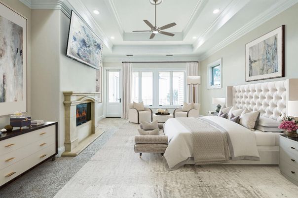 Bedroom, Fireplace, Interior, Recessed Lighting