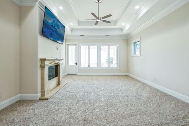 Empty room, Fireplace, Interior, Recessed Lighting