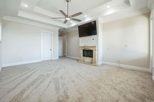 Empty room, Fireplace, Interior, Recessed Lighting