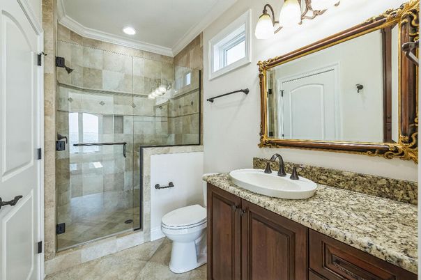 Bathroom, Glass Shower, Interior, Recessed Lighting