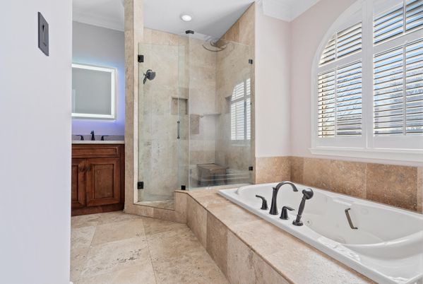 Bathroom, Glass Shower, Interior, Recessed Lighting