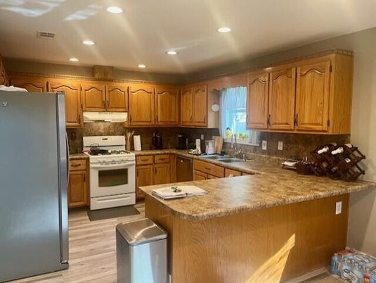Interior, Kitchen, Recessed Lighting, Wood Texture Flooring