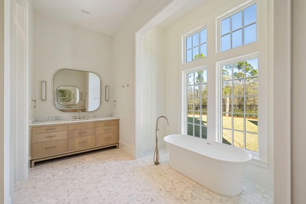 Bathroom, Dual Sink Vanities, Free Standing Baths, Interior, Marble