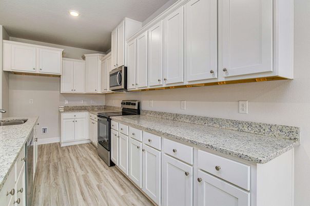 Interior, Kitchen, Recessed Lighting, Wood Texture Flooring