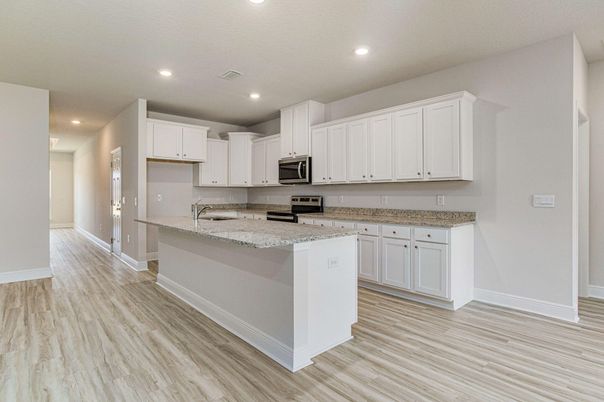 Interior, Kitchen, Recessed Lighting, Wood Texture Flooring