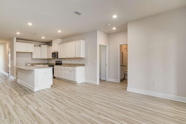 Interior, Kitchen, Recessed Lighting, Wood Texture Flooring