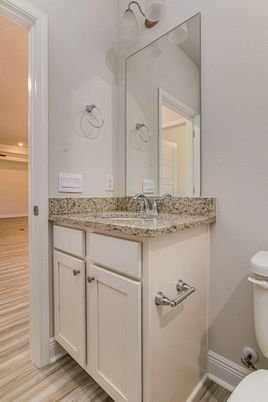 Bathroom, Interior, Recessed Lighting, Wood Texture Flooring