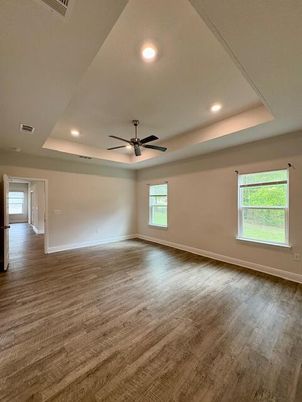 Empty room, Interior, Recessed Lighting, Wood Texture Flooring