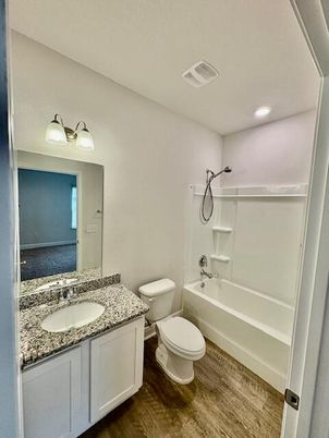 Bathroom, Interior, Recessed Lighting, Wood Texture Flooring