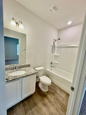 Bathroom, Interior, Recessed Lighting, Wood Texture Flooring