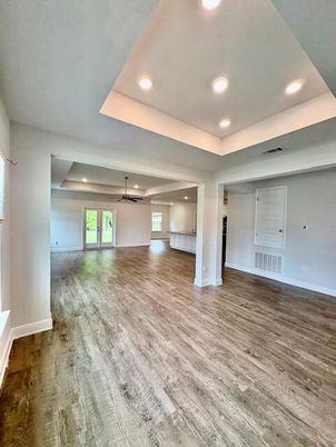 Empty room, Interior, Recessed Lighting, Wood Texture Flooring