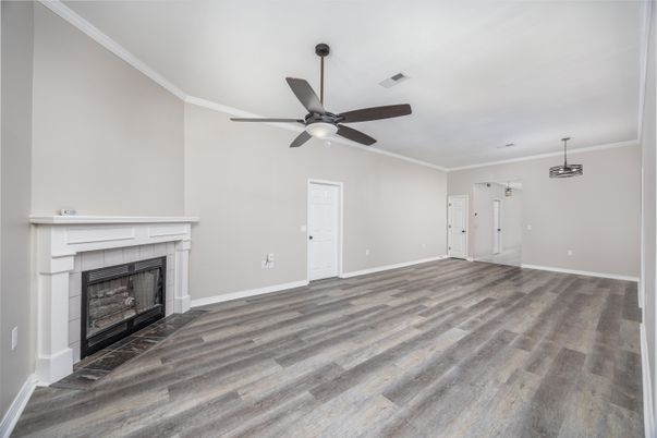 Empty room, Fireplace, Interior, Wood Texture Flooring