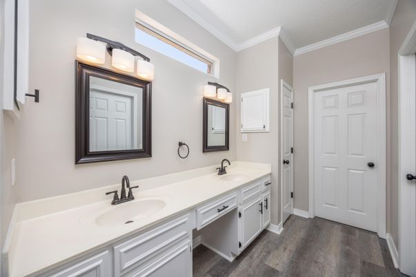 Bathroom, Dual Sink Vanities, Interior, Wood Texture Flooring