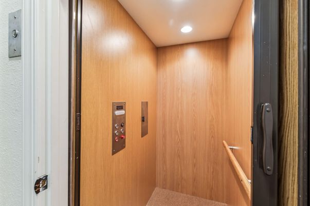 Elevator, Interior, Recessed Lighting, Wooden Walls