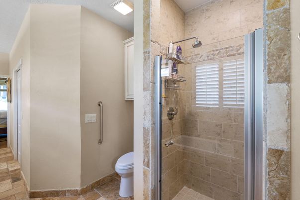 Bathroom, Glass Shower, Interior, Stone Walls