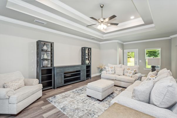 Interior, Living room, Recessed Lighting, Wood Texture Flooring