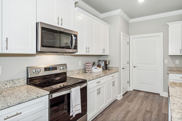 Interior, Kitchen, Recessed Lighting, Wood Texture Flooring