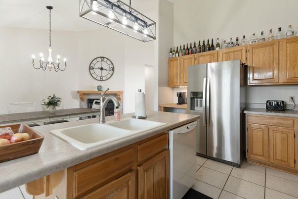 Chandelier, Interior, Kitchen, Stainless Steel Appliances
