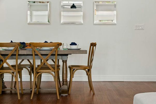 Dining room, Interior, Wood Texture Flooring