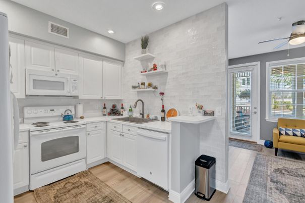 Interior, Kitchen, Recessed Lighting, Wood Texture Flooring