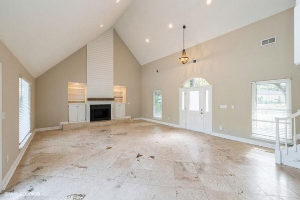 Empty room, Fireplace, Interior, Pendant Lights, Recessed Lighting