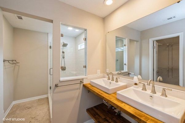 Bathroom, Dual Sink Vanities, Glass Shower, Interior, Recessed Lighting