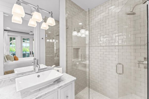 Bathroom, Glass Shower, Interior, Recessed Lighting