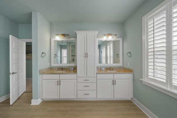 Bathroom, Dual Sink Vanities, Interior, Wood Texture Flooring