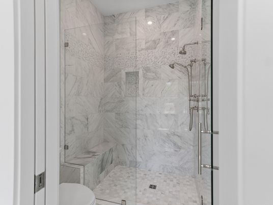 Bathroom, Glass Shower, Interior, Marble Walls