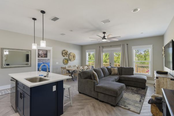 Dining room, Interior, Kitchen, Living room, Pendant Lights, Recessed Lighting, Wood Texture Flooring