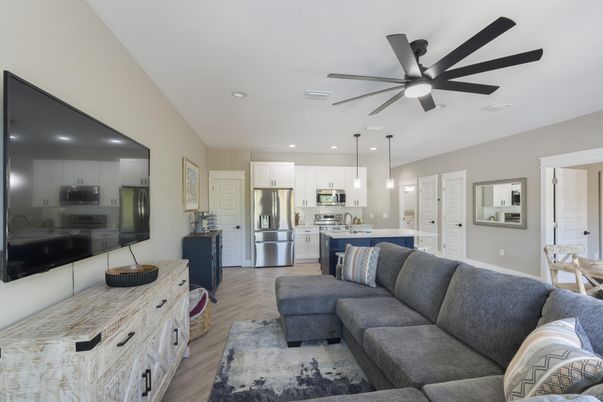 Interior, Kitchen, Living room, Pendant Lights, Recessed Lighting, Stainless Steel Appliances, Wood Texture Flooring