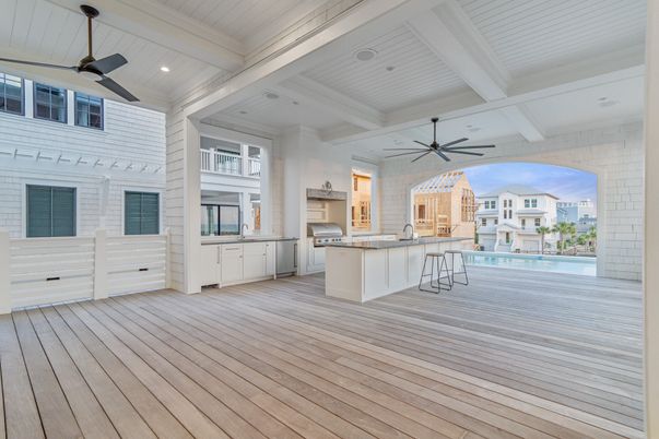 Exterior, Kitchen, Recessed Lighting, Wood Texture Flooring