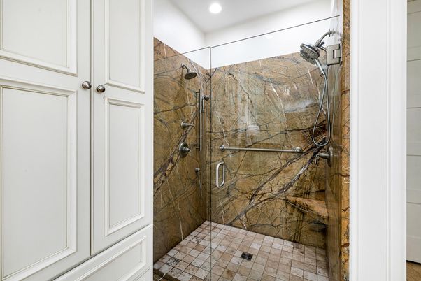 Bathroom, Glass Shower, Interior, Recessed Lighting