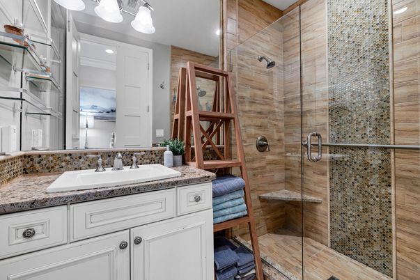 Bathroom, Glass Shower, Interior, Recessed Lighting