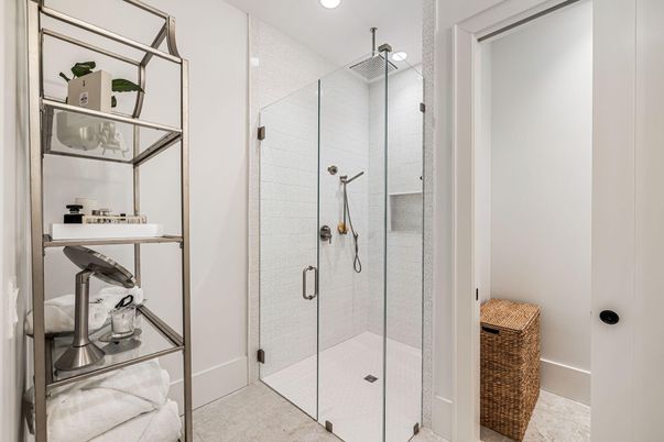 Bathroom, Glass Shower, Interior, Recessed Lighting