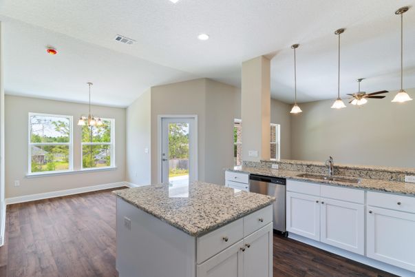 Chandelier, Interior, Kitchen, Pendant Lights, Recessed Lighting, Wood Texture Flooring