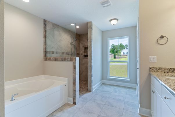 Bathroom, Glass Shower, Interior, Recessed Lighting