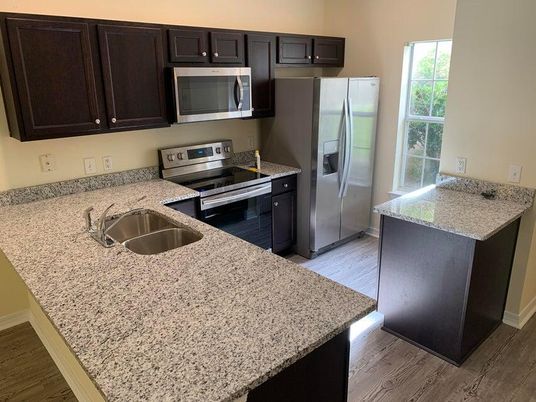 Interior, Kitchen, Stainless Steel Appliances, Wood Texture Flooring
