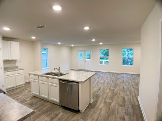 Interior, Kitchen, Recessed Lighting, Wood Texture Flooring