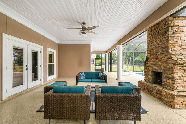 Fireplace, Interior, Living room, Stone Walls, Sun Room